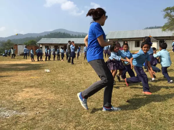 Playing with local kids