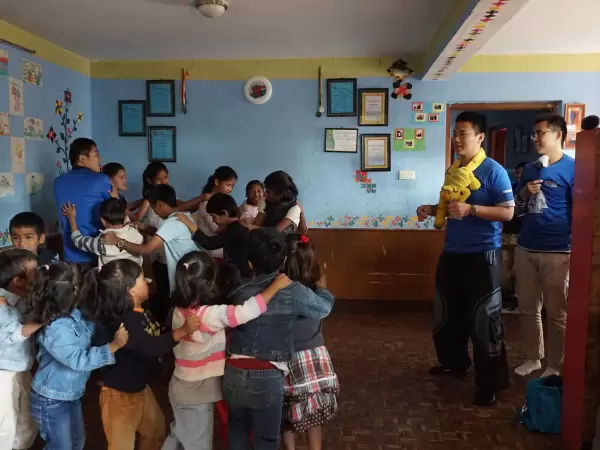 Playing with orphan kids