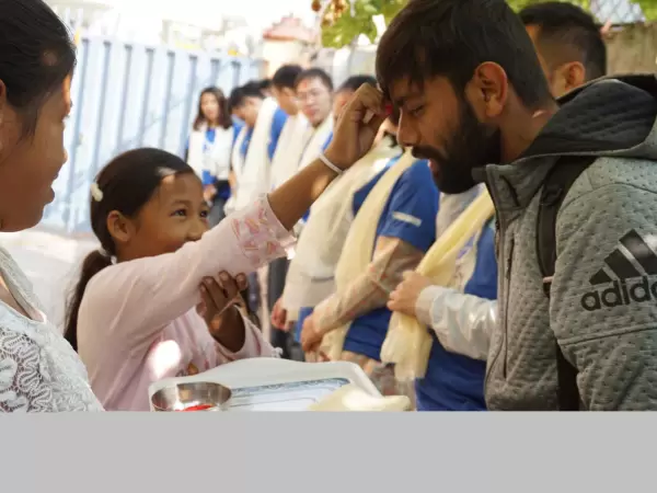 Welcome by kids at orphan home